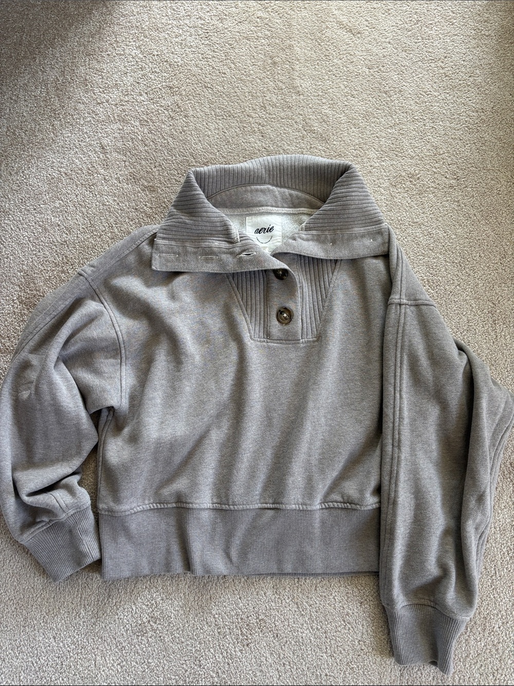 aerie Relaxed Button Turtleneck Sweater